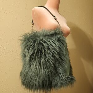 Blue Faux Fur Shoulder Bag